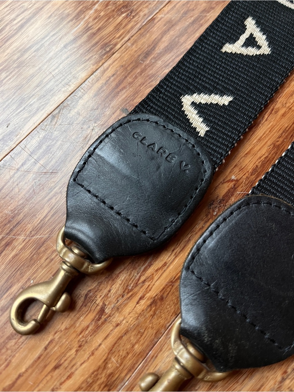 Clare V I AM A VOTER Black and Cream Crossbody Bag Strap - Picture 4 of 8